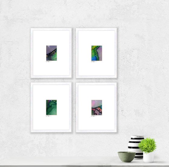 In Harmony Collection 1 - Set of 4 Abstract Paintings in Mats by Kathy Morton Stanion
