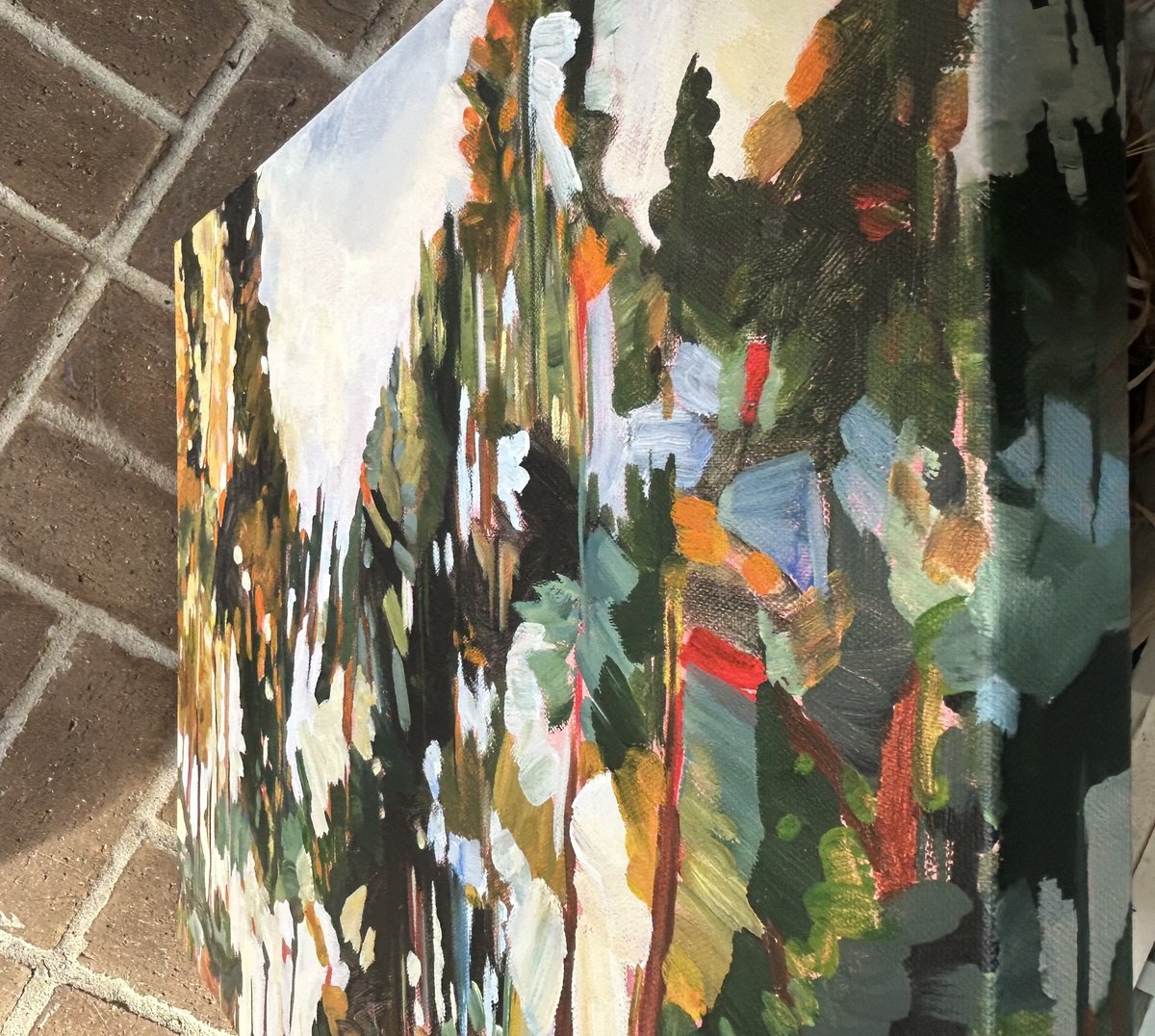 Abstract Landscape Acrylic Painting By Annette Wolters, 24 X 18, Beyond The Trees, Original Artwork