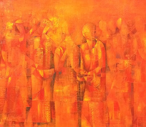 Red Sunday (85x90cm oil/canvas, ready to hang)