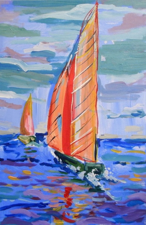 Sailboat Acrylic Painting By Nastasia Chertkova Artfinder