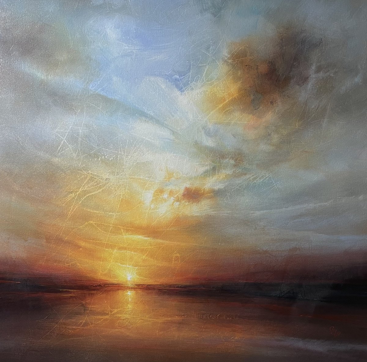 Abstract Landscape Oil Painting By Ivan Grozdanovski, 39 X 39, View.... Of A Thousand Words 2, Original Artwork