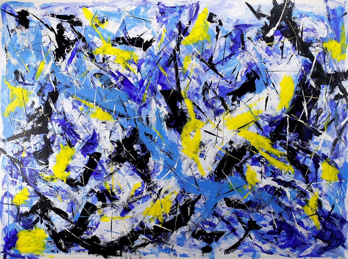 Abstract Acrylic Painting By Alessandro Butera, 55 X 41, Pure Energy, Original Artwork