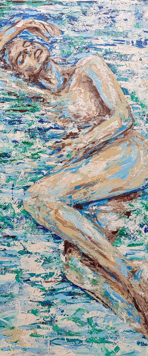 Laguna Monet – Blue White Figurative by carographic by Carolyn Mielke