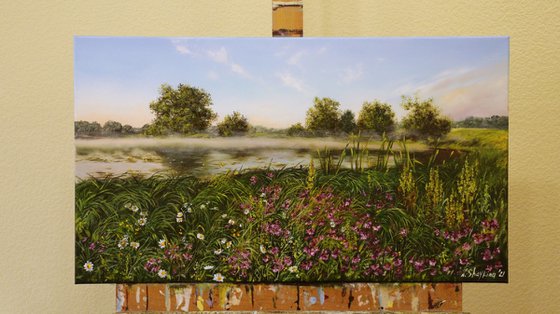 Mist Landscape Meadow Painting