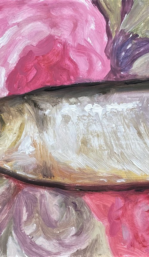 Fish on Brampton Rose Plate. by Jackie Smith