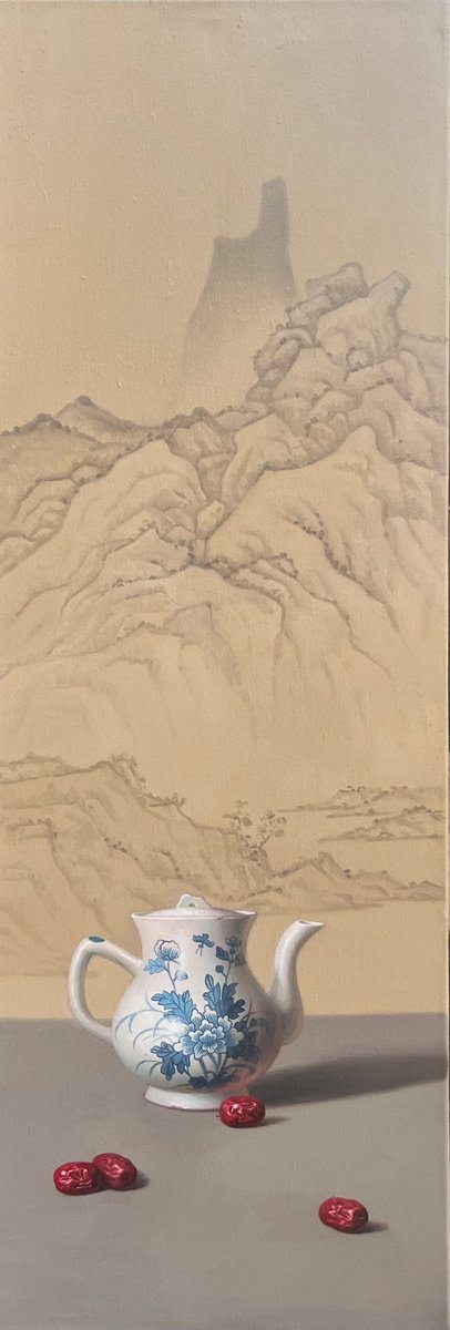 Photorealistic Oil Painting , Still Life:zen Art T279 By Kunlong Wang, 14 X 39, Artwork For Sale On Artfinder