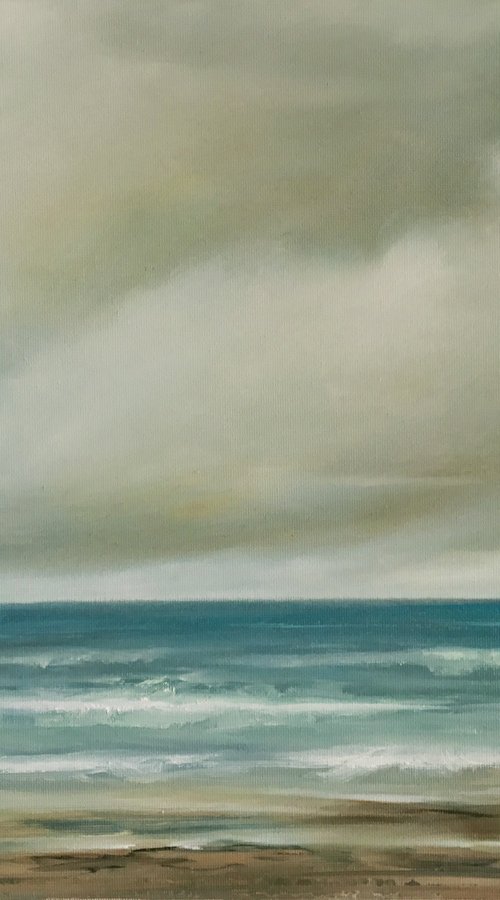 On The Shores Of Tomorrow - Original Seascape Oil Painting on Stretched Canvas by MULLO ART