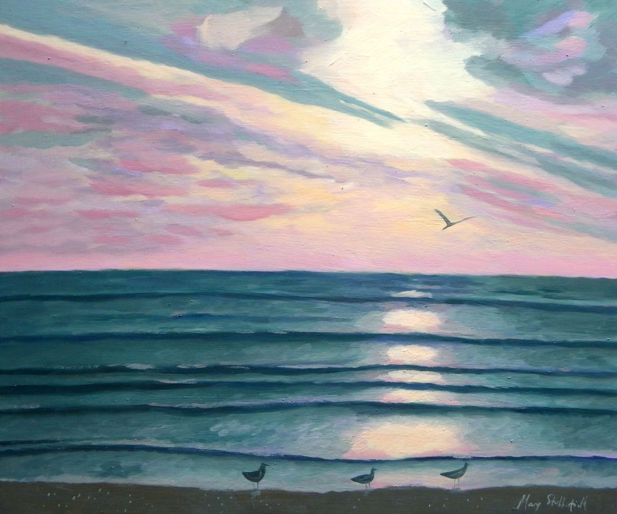 Sunset at the Beach Seascape painting by Mary Stubberfield