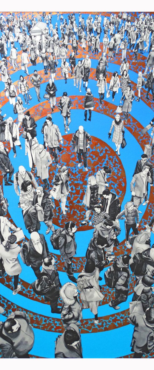 “People At The Station II” (Blue Red Gold Circles) by Arturo Garcia de las Heras (Agheras73)