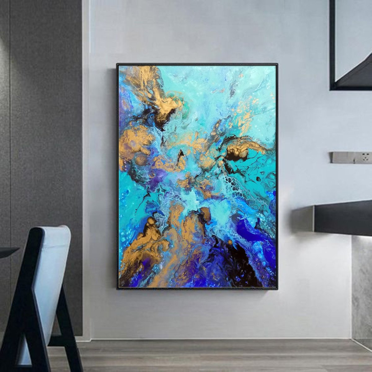 Abstract Acrylic Painting By Areti Ampi, 24 X 31, Ocean Energy, Original Artwork