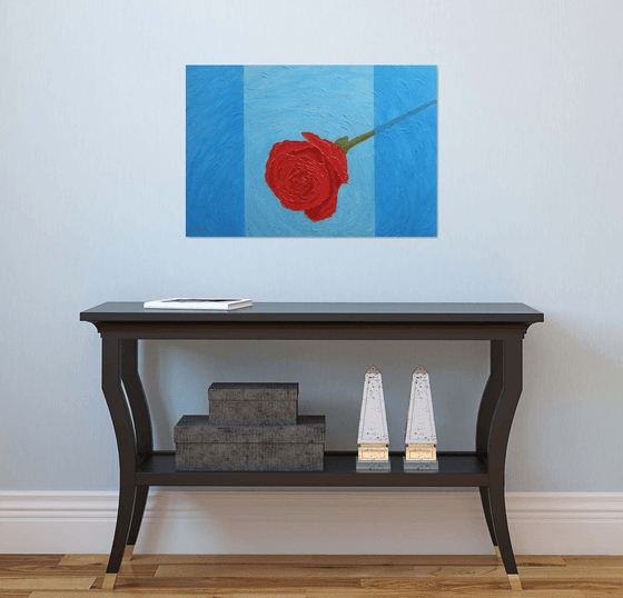 Forever Lovely - spring shower red rose painting; gift ideas; home, office decor