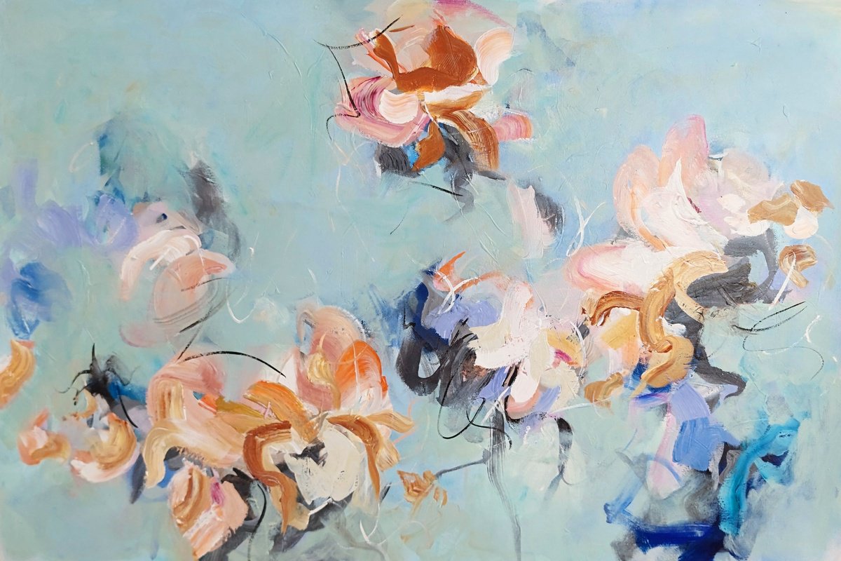 Abstract Acrylic Painting By Cristian Cuevas, 36 X 24, Spring Ii, Original Artwork