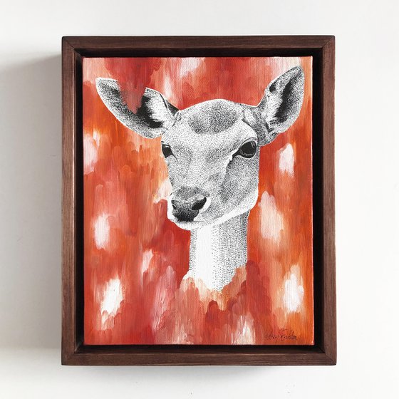 Dreamy Fallow Deer Painting on Canvas