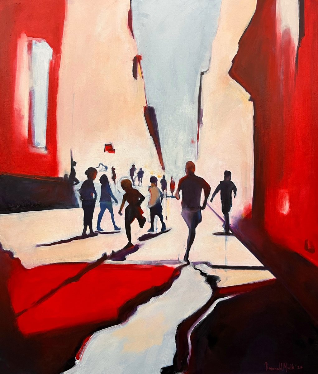 Expressive Oil Painting , Boys Will Be Boys By Romuald Mulk Musiolik, 24 X 28, Artwork For Sale On Artfinder