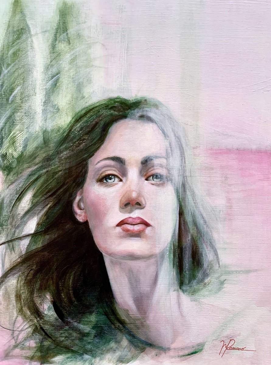 Expressive Landscape Oil Painting By Maria Romano, 16 X 20", Series Tuscany: Cypresses, Original Artwork