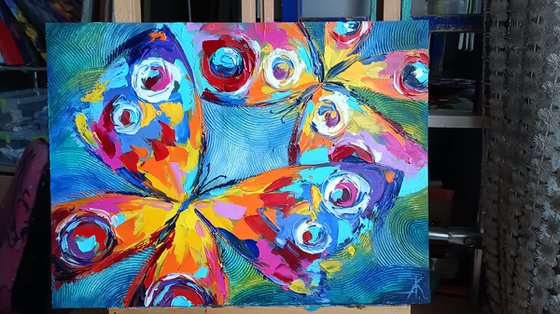 Summer dance - butterfly, love, gift for lovers, oil painting, butterfly oil, butterfly art, butterfly in flight, gift, art, insects,