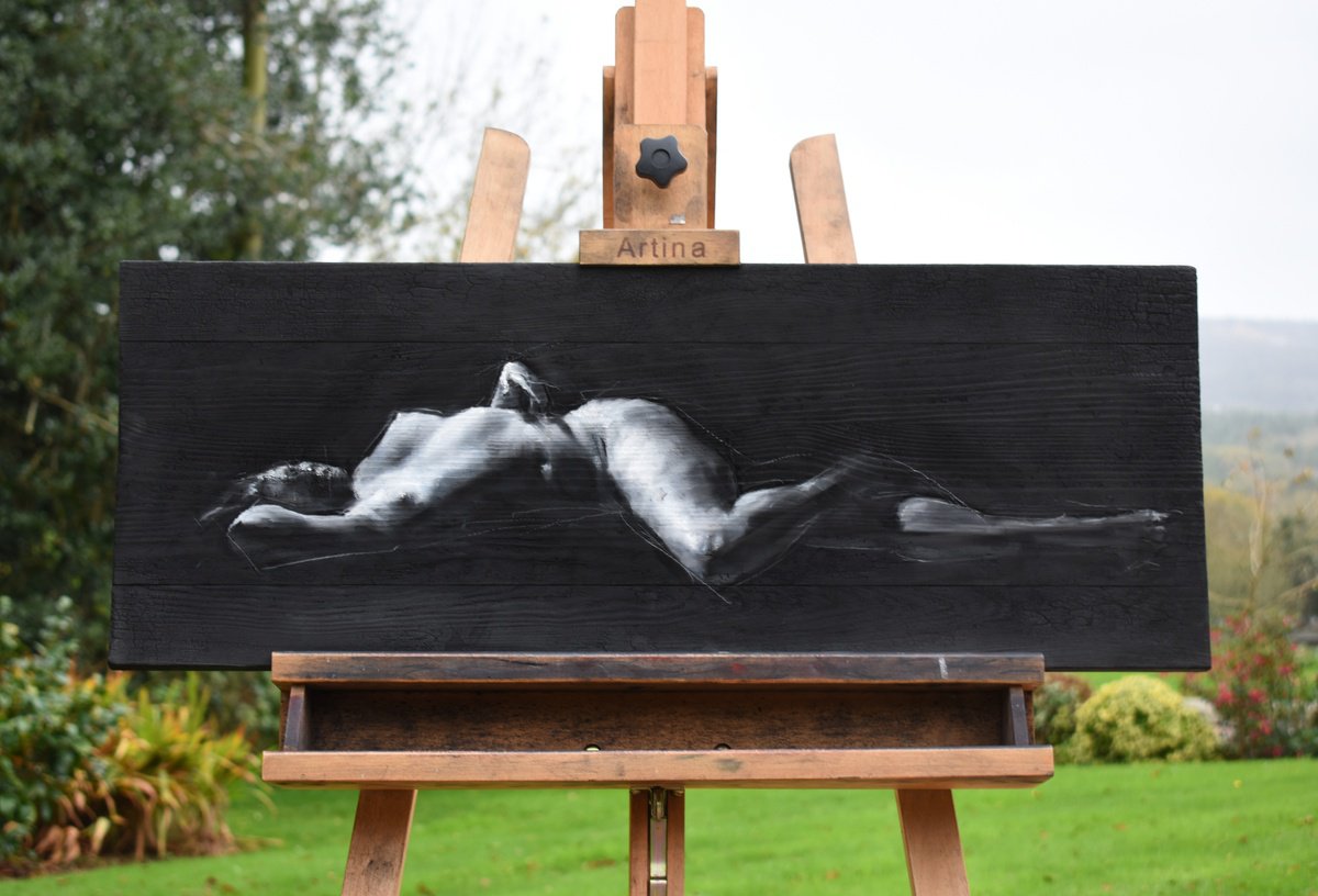 Female Figure on Burned Wood by Jordan Eastwood