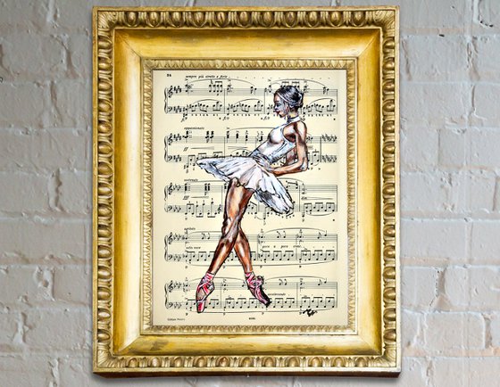 Ballerina XXXVII- Vintage Music Page, GIFT idea