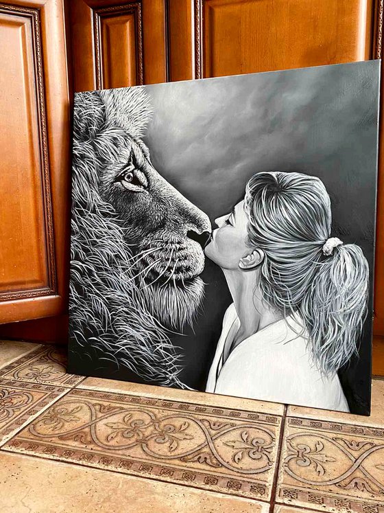 "Lady with a Lion" - COMMISSION painting