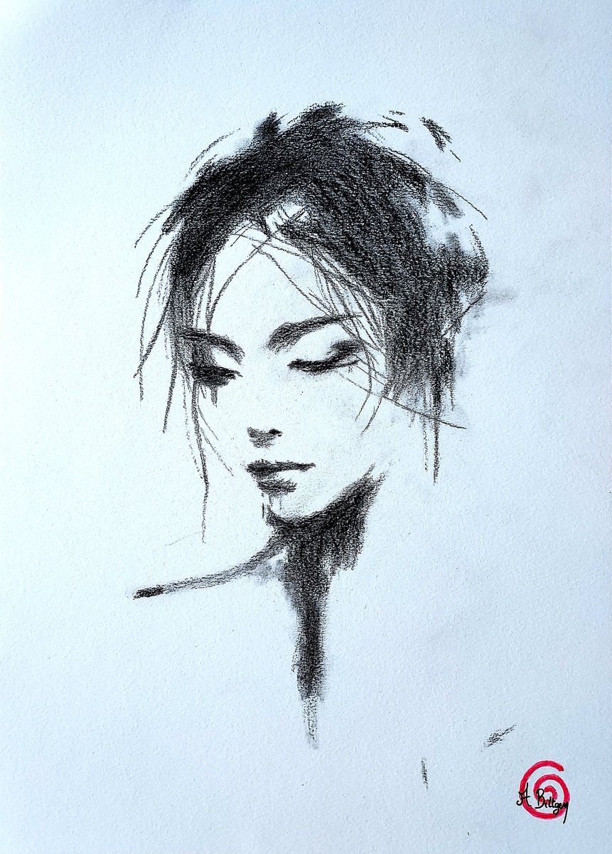 Abstract Charcoal Drawing , Silence Interieur By Axelle Biltgen, 12 X 16, Artwork For Sale On Artfinder