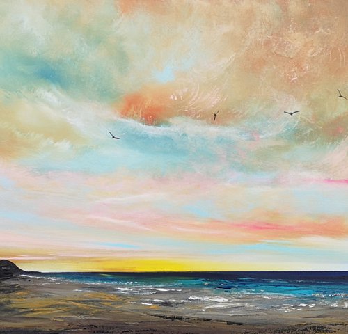 Morning Glow - seascape, emotional, panoramic by Mel Graham