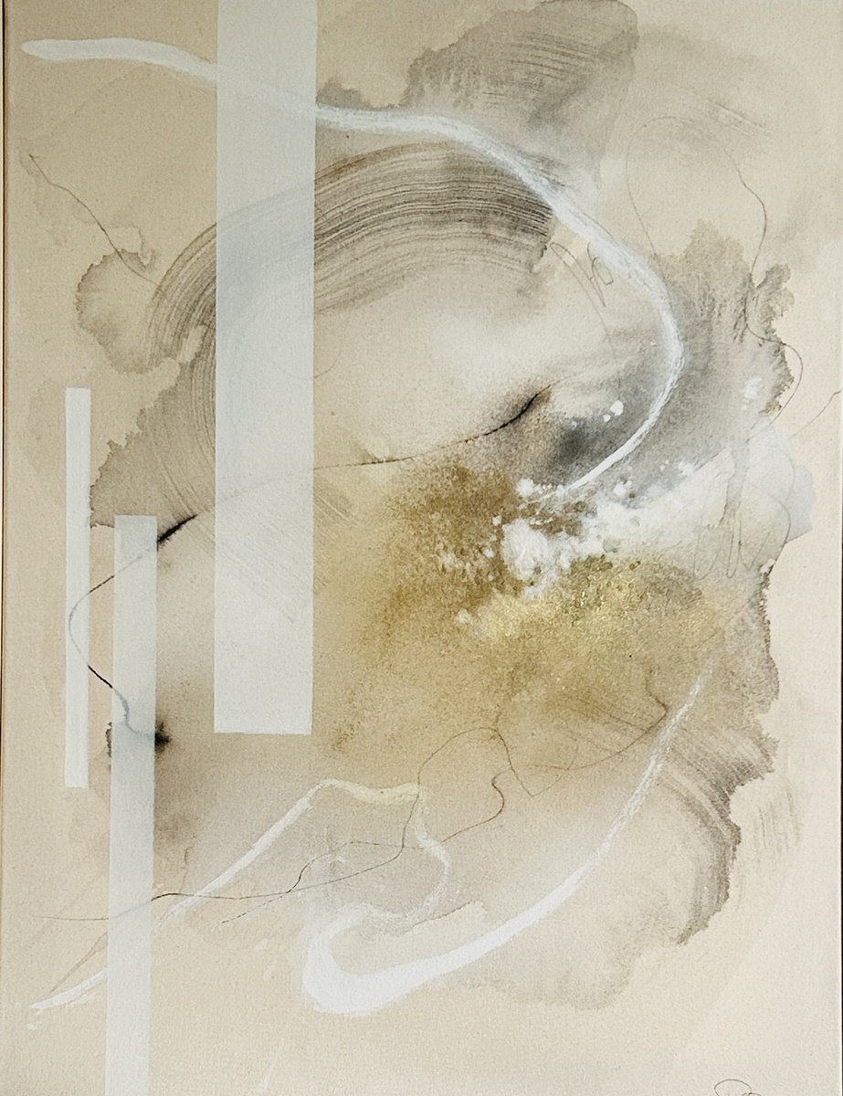 Organic Abstract Painting By Ryoko Minamitani, 24 X 32", Wind Messenger2, Original Artwork