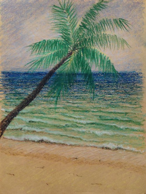 Stormy Ocean and Palm Tree by David Lloyd