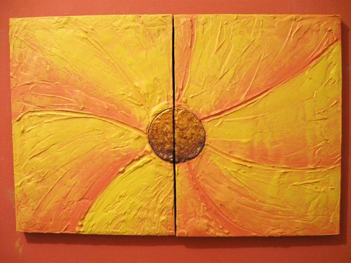 original abstract flower painting art canvas - 23 x 16 inches by Stuart Wright