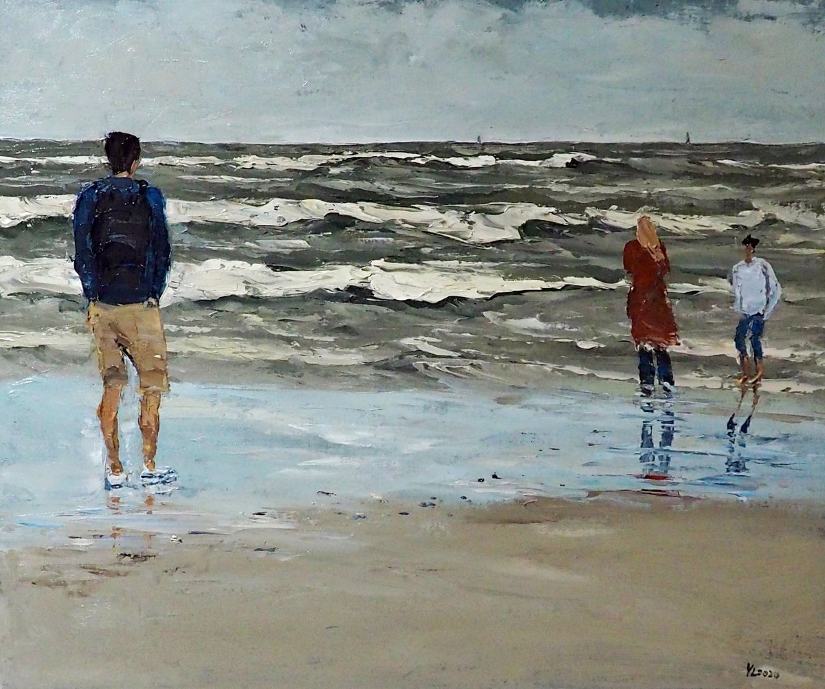 Impressionistic Landscape Oil Painting By Yuanyuan Liu, 26 X 21", Seascape, Original Artwork