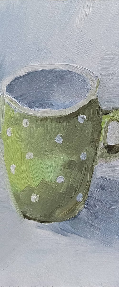 Polka dot coffee cup still life by Dmitry Fedorov