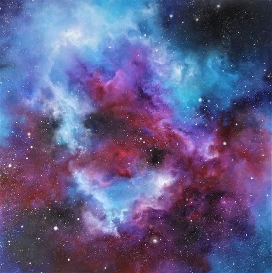 'Voyage' - Space Art, Finger-Painted, Nebula
