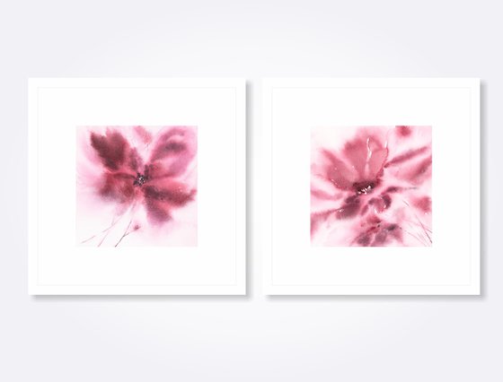 Abstract flowers diptych