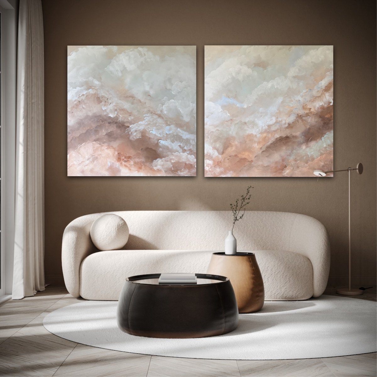 Abstract Landscape Acrylic Painting By Ivana Gigovic, 71 X 35, Desert Mist, Original Artwork