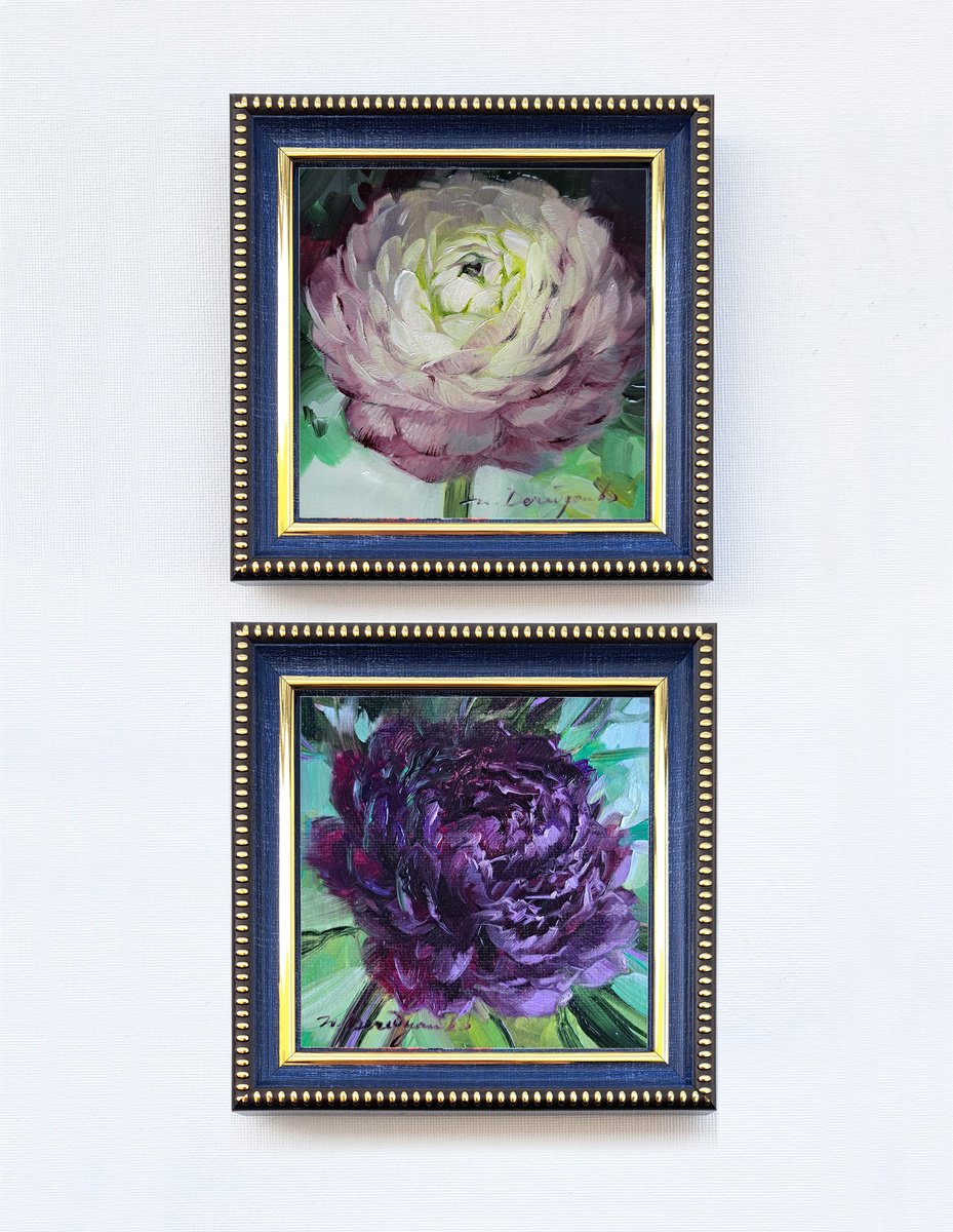Peony Ranunculus By Nataly Derevyanko, 5 X 5, Artwork For Sale On Artfinder