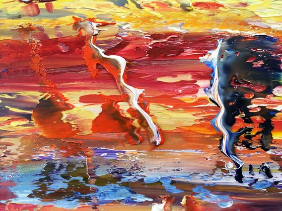 "Go With The Flow" - FREE WORLDWIDE SHIPPING - Original PMS Abstract Oil Painting On Canvas - 36" x 18"