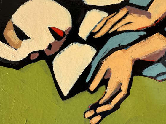 Clown Woman Painting - Original Art 8x8 inch