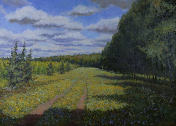 The July Day. Original Summer Oil Painting
