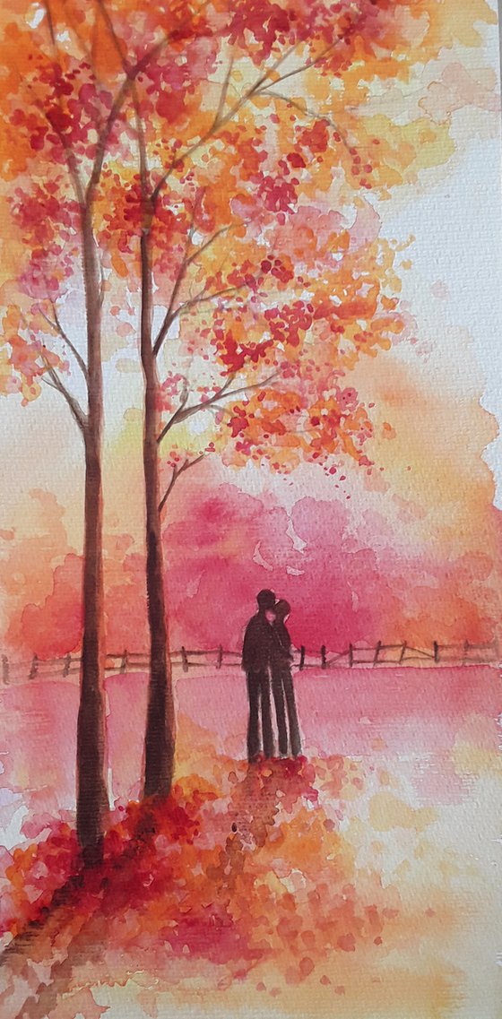 Autumn Lovers, Fall Colours, Autumn Romance, fall Watercolour