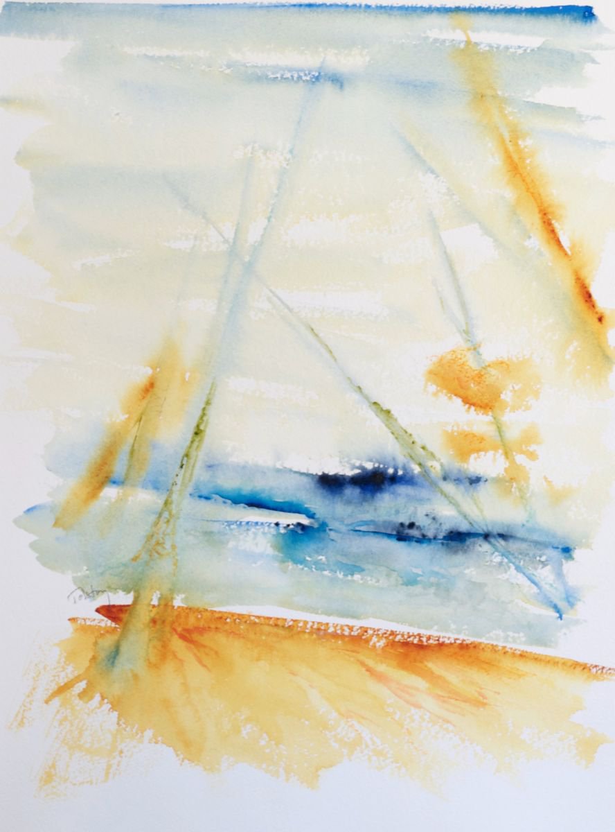Alex Tolstoy | Original Watercolour | Tropical Beach Ii | 20 X 25Cm | Artwork For Sale On Artfinder