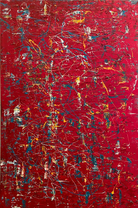 Red Pollock inspired abstract