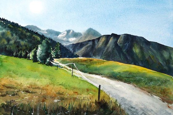 Before the ascent, Mont Blanc - Original Watercolor Painting