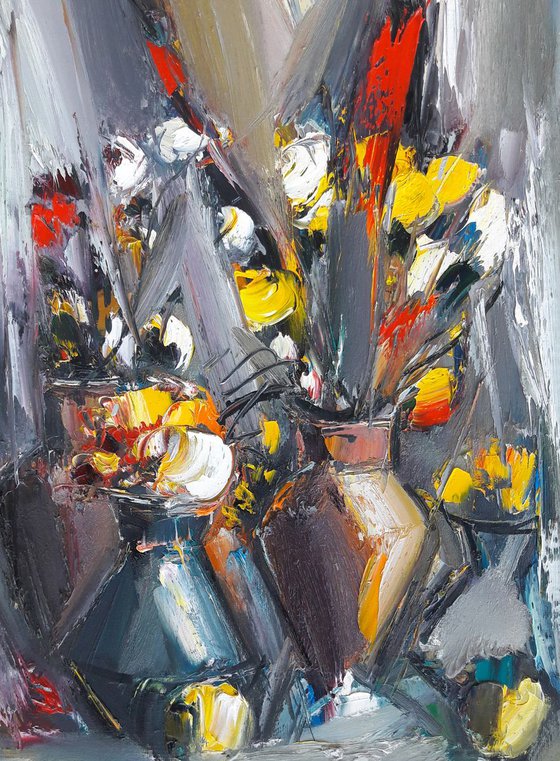 Still life 41x58cm, oil painting, ready to hang, abstract still life, palette knide still life