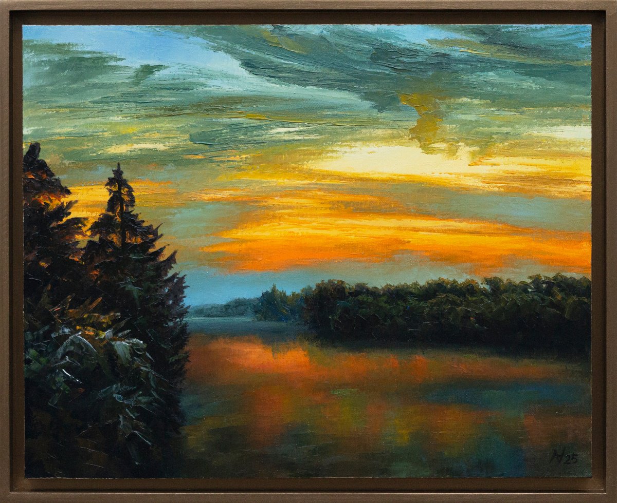 Impressionistic Landscape Oil Painting By Oleksii Vylusk, 21 X 17", Twilight 16, Original Artwork