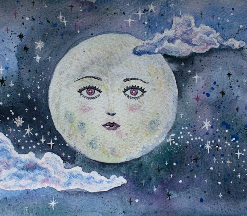 Moon phases watercolor illustration by Liliya Rodnikova