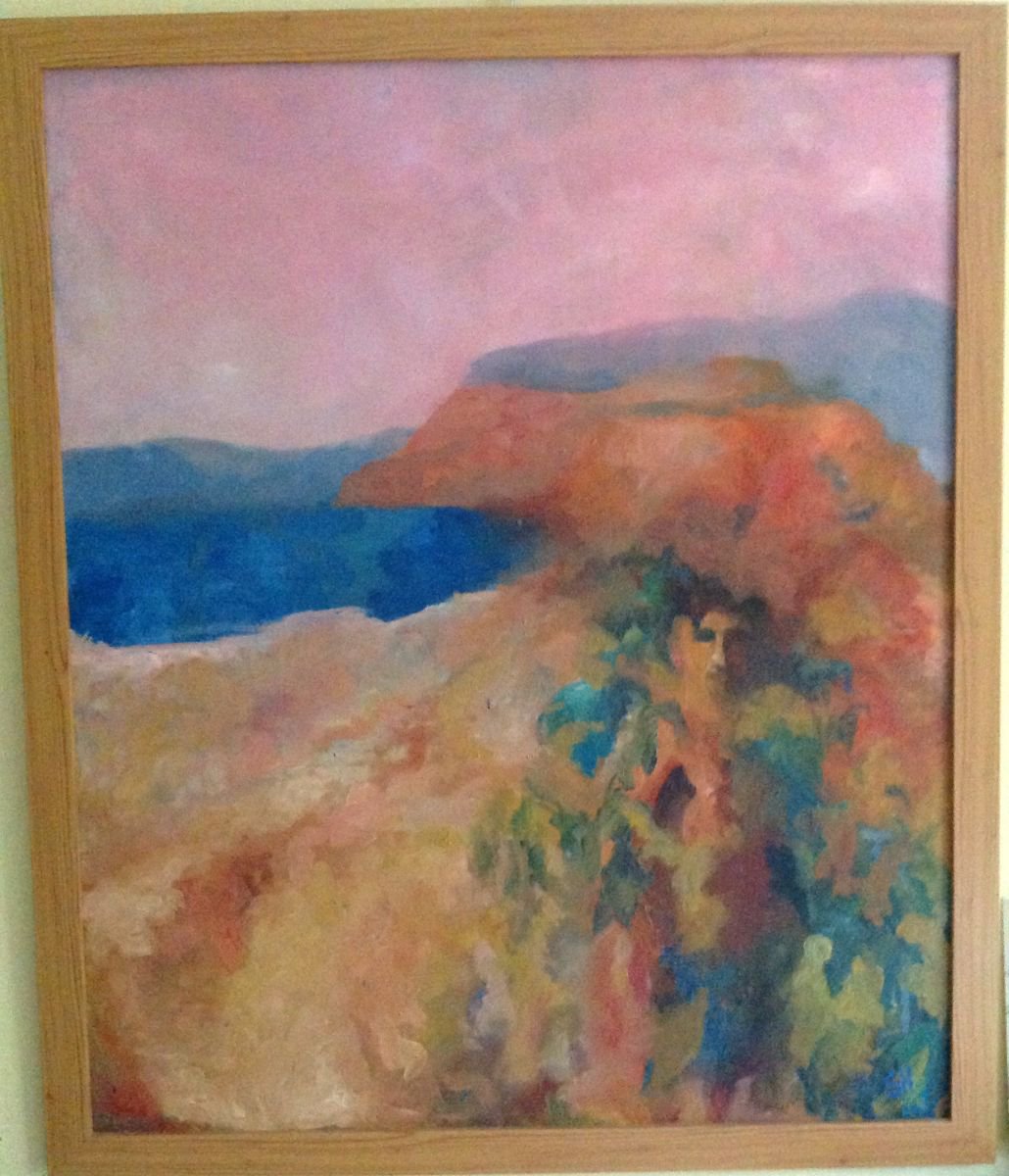 Impressionistic Landscape Painting By Sandra Haney, 33 X 39", Levkas, Original Artwork