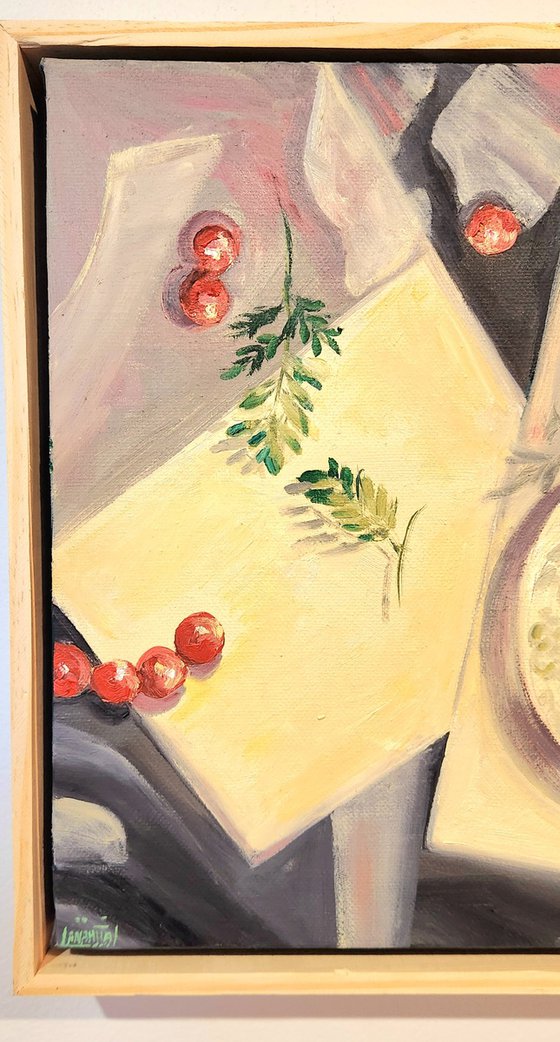 A Plate A Paper And Cherry Tomatoes
