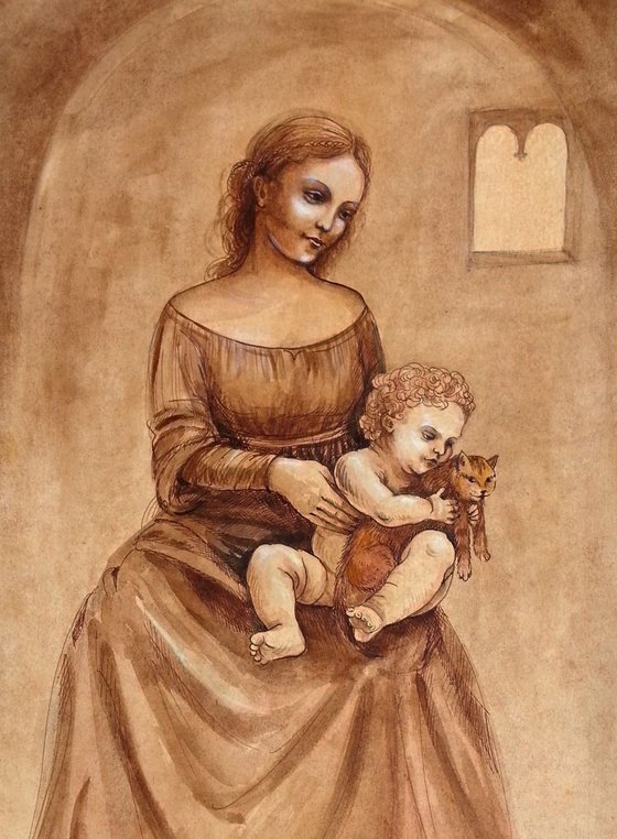 Study of the Madonna and Child with a Cat