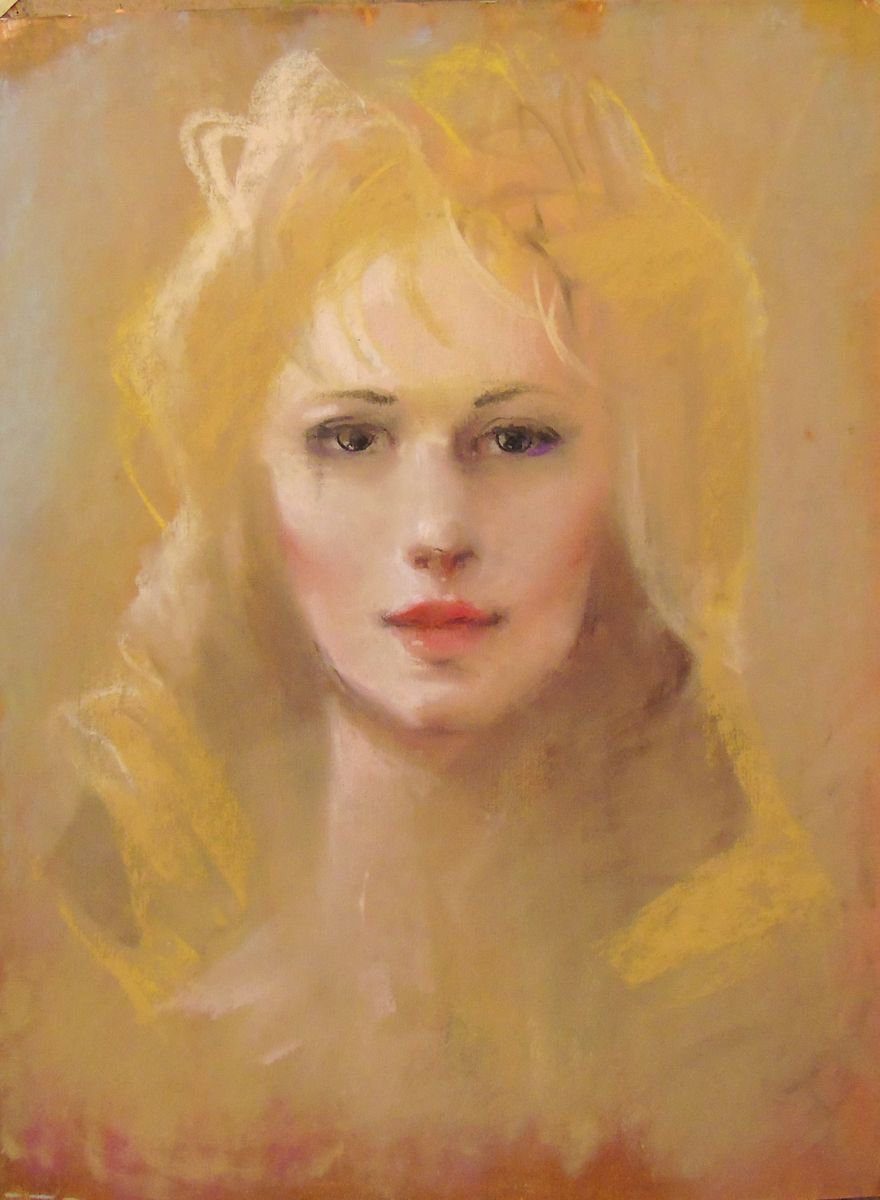 Photorealistic Portrait Pastel Drawing By Yuri Zelonuy, 12 X 16", Stranger 15, Original Artwork