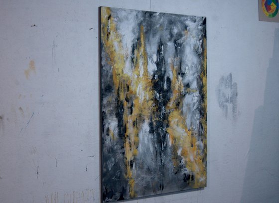 "Contrast Mood". Large expressive abstract painting. 120 x 80 cm.