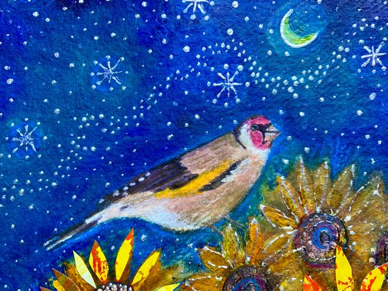 Goldfinch and Sunflowers